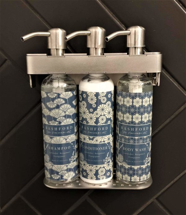 Hotel Soap Dispenser - 3/2/1 bottle - silver - Bashford Fine Soaps