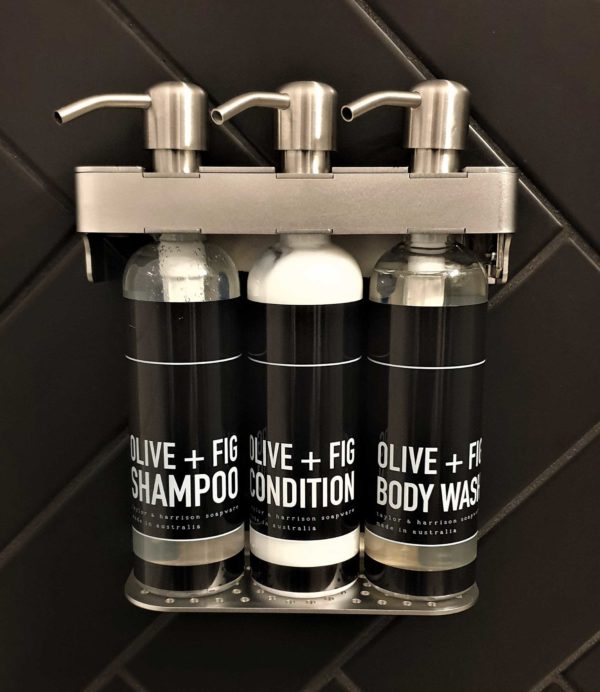 Hotel Soap Dispenser - 3/2/1 bottle - silver - Taylor+Harrison Fig & Olive